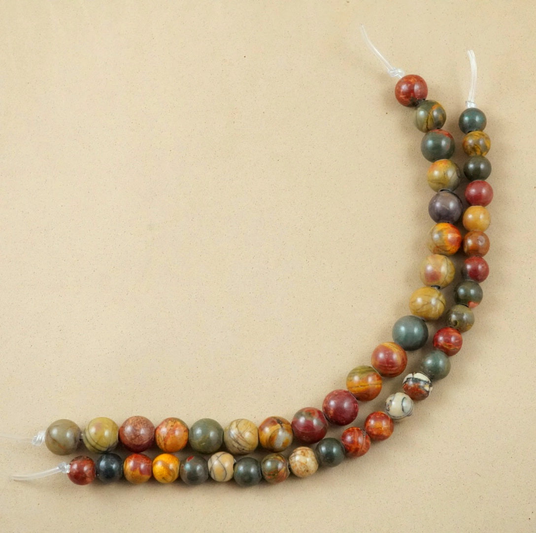 Red Creek Jasper (Large Hole)(Round)(Smooth)(8mm)(10mm)(8"Strand)