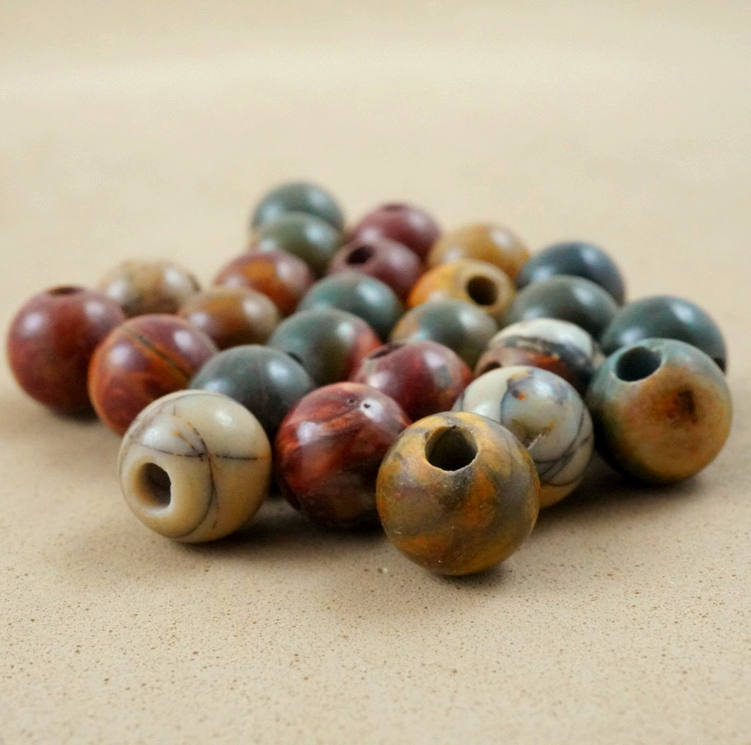 Red Creek Jasper (Large Hole)(Round)(Smooth)(8mm)(10mm)(8"Strand)