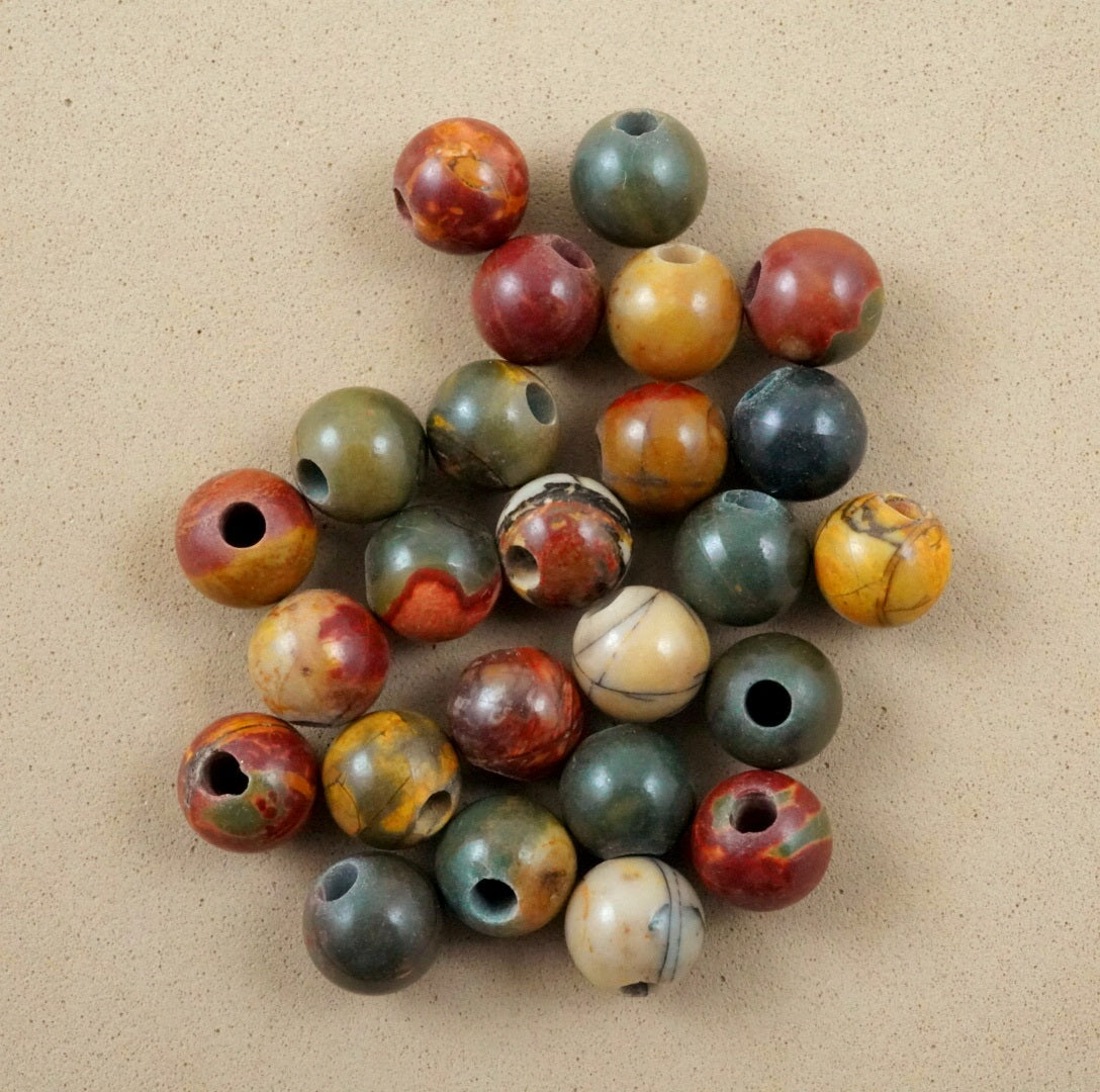 Red Creek Jasper (Large Hole)(Round)(Smooth)(8mm)(10mm)(8"Strand)