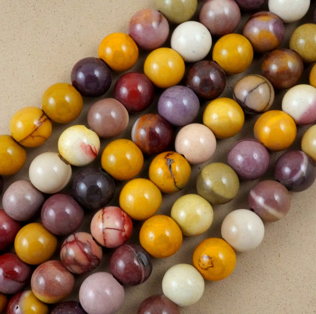 Mookaite (Large Hole)(Round)(Smooth)(8mm)(10mm)(8"Strand)