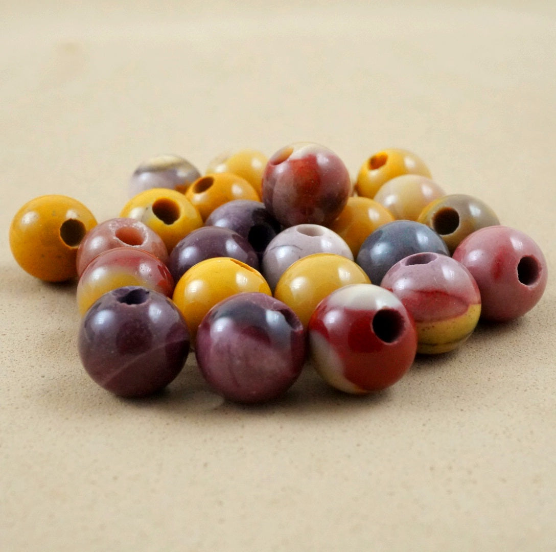 Mookaite (Large Hole)(Round)(Smooth)(8mm)(10mm)(8"Strand)