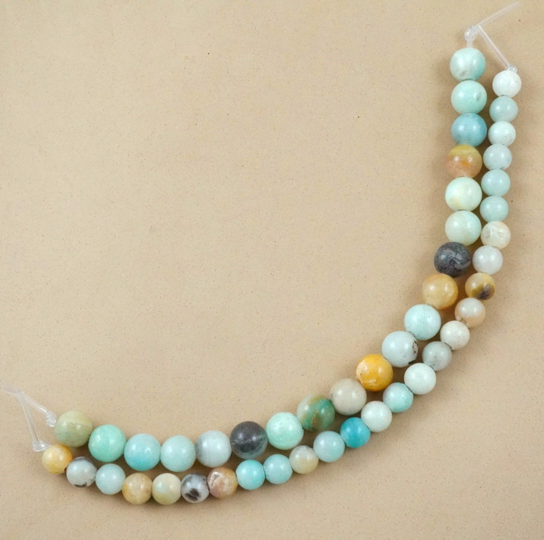 Black Gold Amazonite (Large Hole)(Round)(Smooth)(8mm)(10mm)(8"Strand)