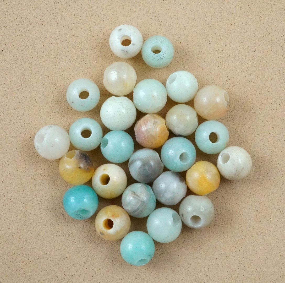 Black Gold Amazonite (Large Hole)(Round)(Smooth)(8mm)(10mm)(8"Strand)