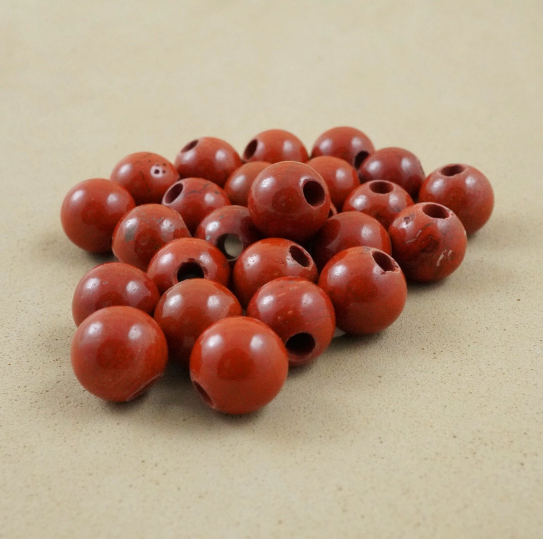 Red Jasper (Large Hole)(Round)(Smooth)(8mm)(10mm)(8"Strand)