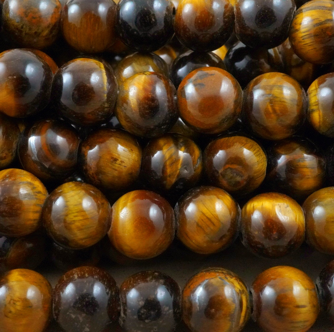 Tiger Eye (Large Hole)(Round)(Smooth)(8mm)(10mm)(8"Strand)