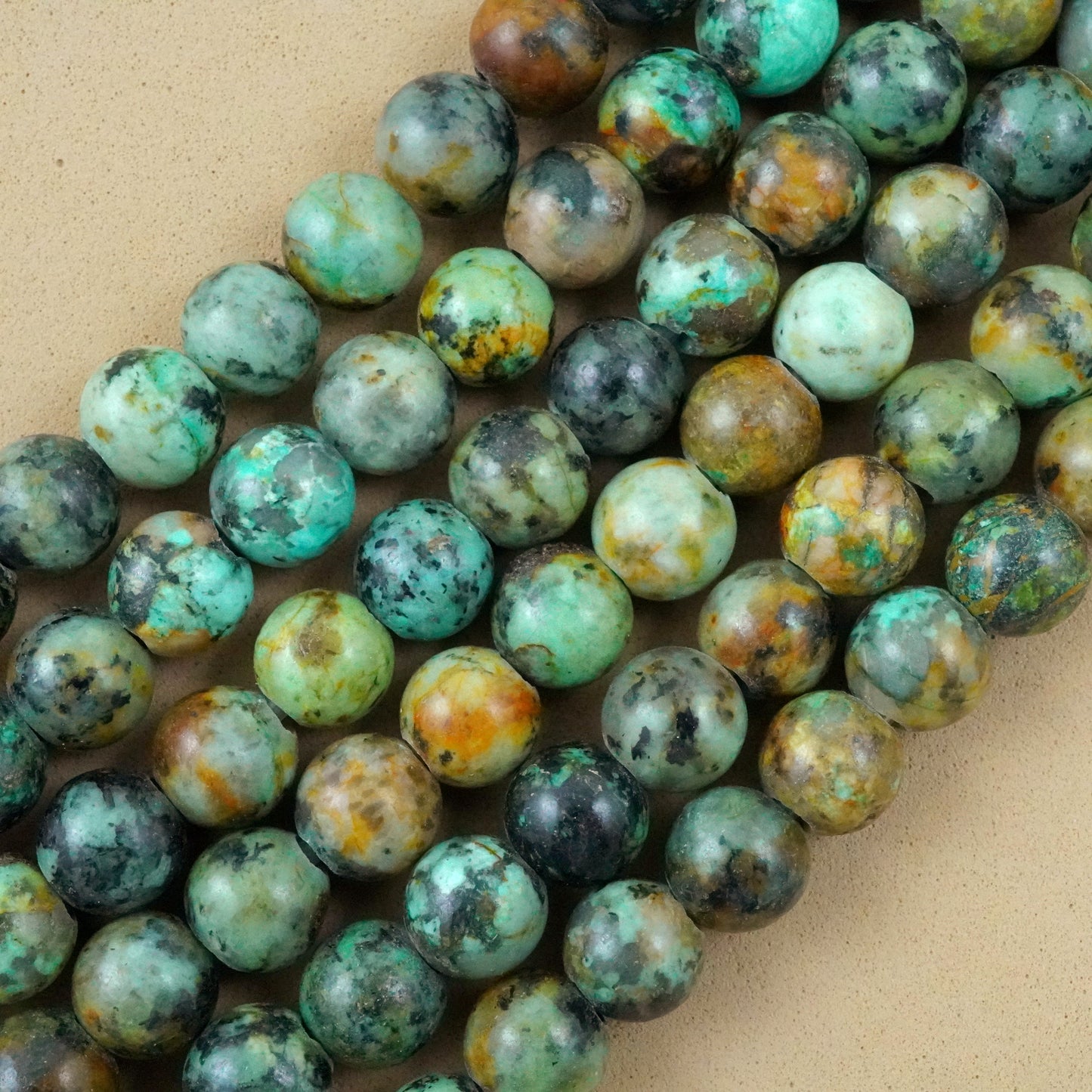 African Turquoise (Large Hole)(Round)(Smooth)(8mm)(10mm)(8"Strand)