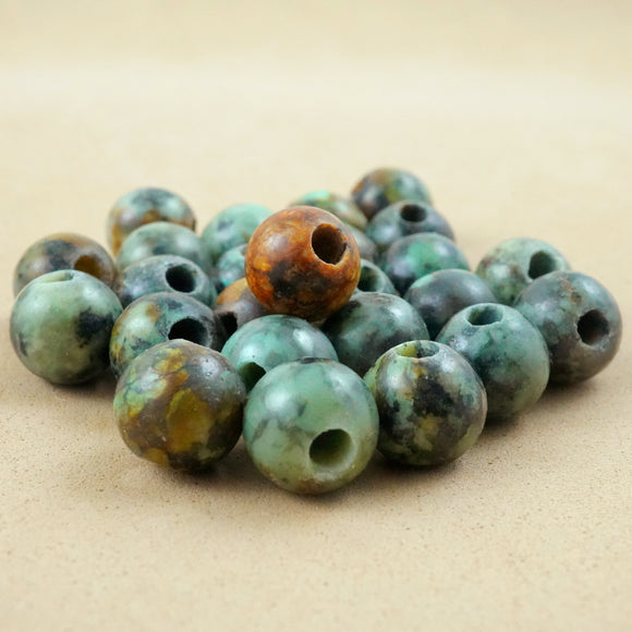 African Turquoise (Large Hole)(Round)(Smooth)(8mm)(10mm)(8