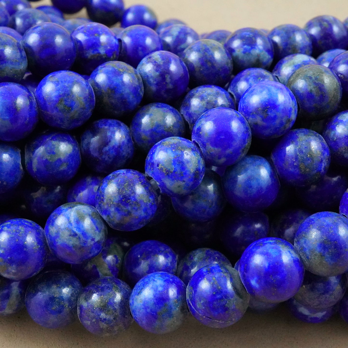 Lapis Lazuli (Large Hole)(Round)(Smooth)(8mm)(10mm)(8"Strand)