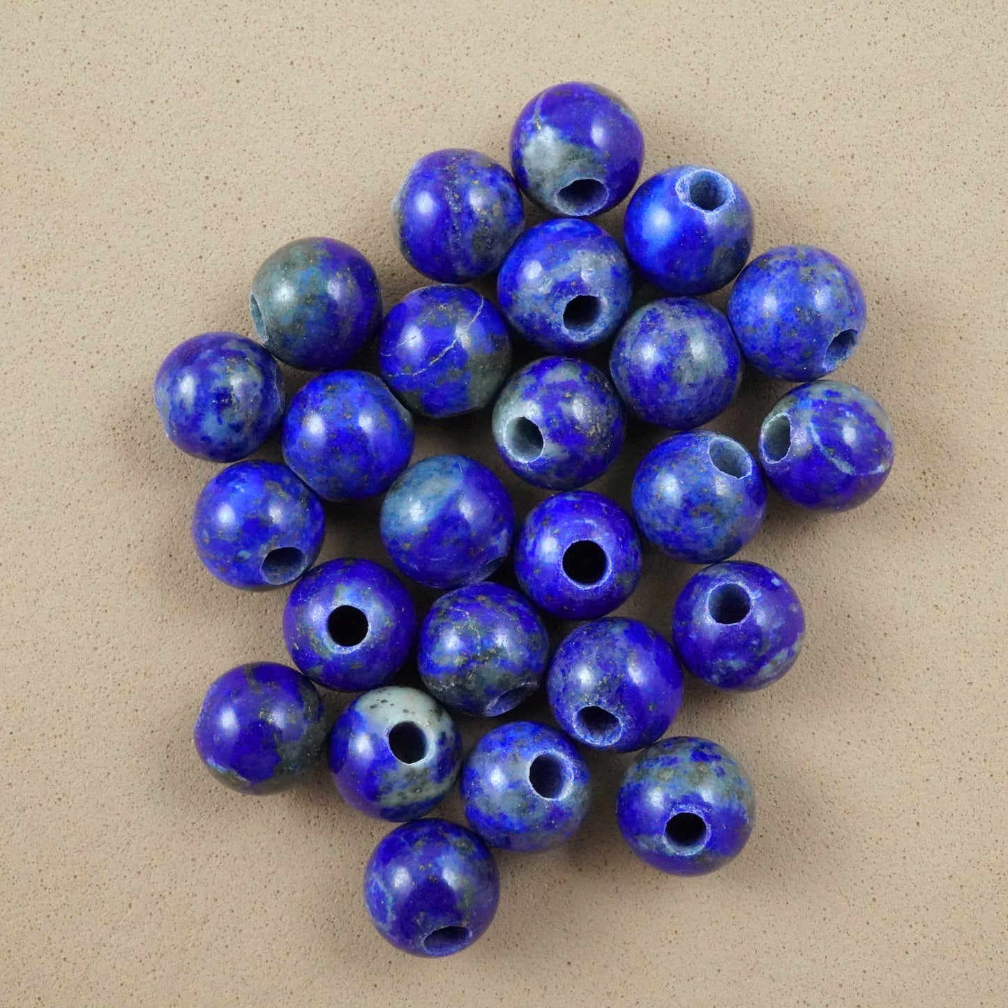 Lapis Lazuli (Large Hole)(Round)(Smooth)(8mm)(10mm)(8"Strand)
