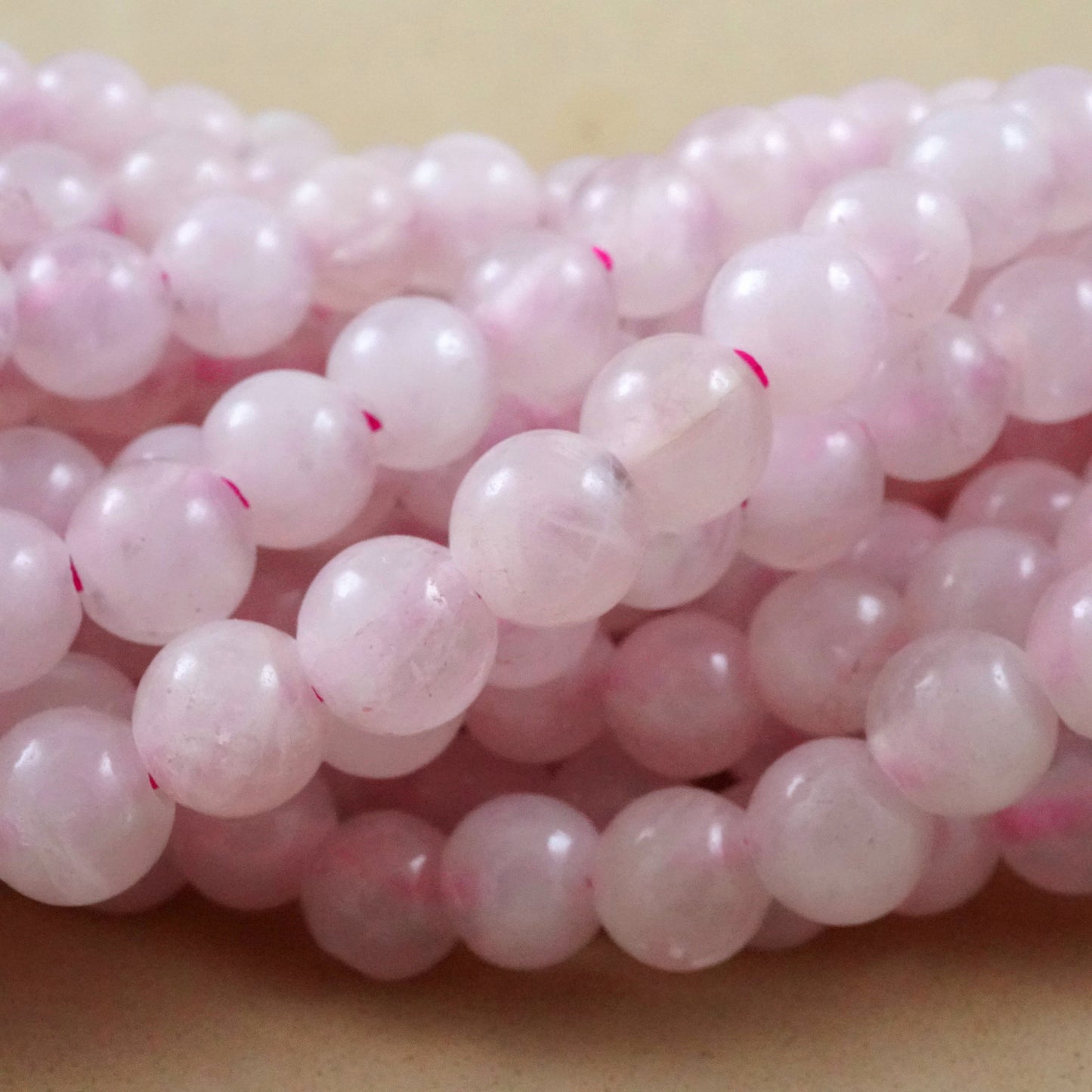 Rose Quartz (Large Hole)(Round)(Smooth)(8mm)(10mm)(8"Strand)