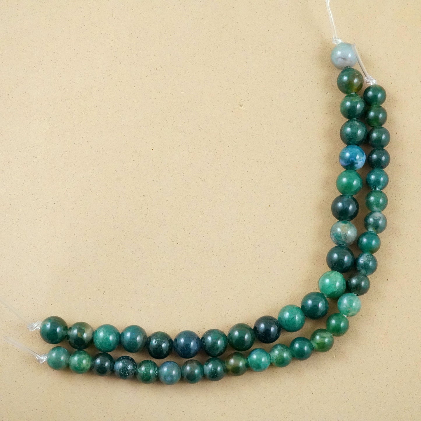 Moss Agate (Large Hole)(Round)(Smooth)(8mm)(10mm)(8"Strand)