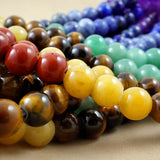 7 Chakra Stone Beads (Large Hole)(Round)(Smooth)(8mm)(10mm)(8"Strand)