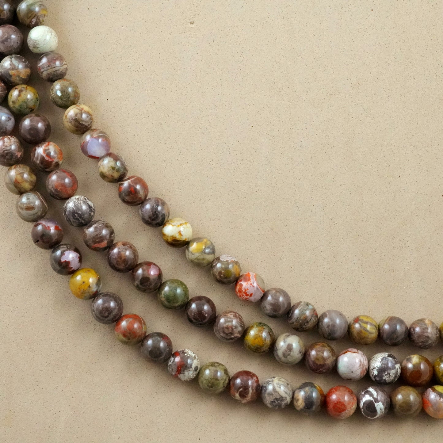 Mushroom Rhyolite (Round)(Smooth)(4mm)(6mm)(8mm)(10mm)(12mm)(16"Strand)