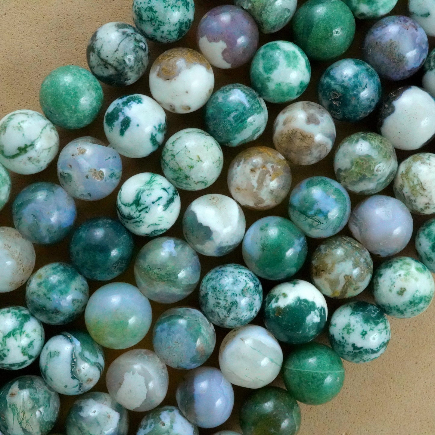 Tree Agate (Round)(Smooth)(4mm)(6mm)(8mm)(10mm)(12mm)(16"Strand)