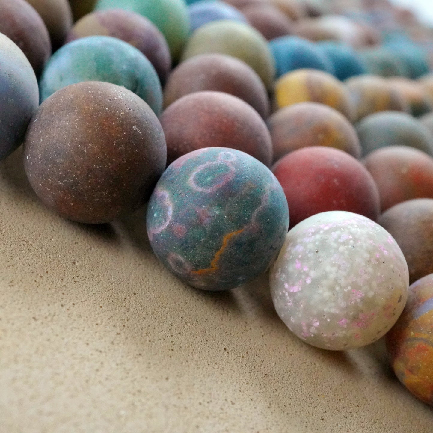 Ocean Jasper (Round)(Matte)(6mm)(8mm)(10mm)(16"Strand)