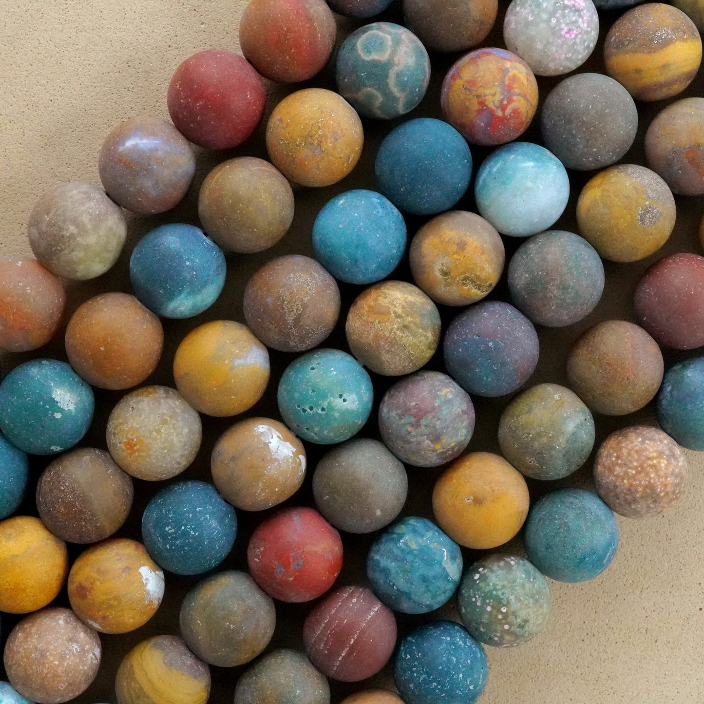 Ocean Jasper (Round)(Matte)(6mm)(8mm)(10mm)(16"Strand)