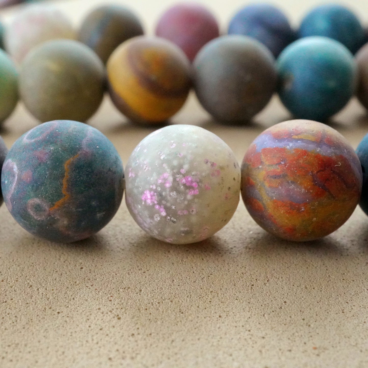 Ocean Jasper (Round)(Matte)(6mm)(8mm)(10mm)(16"Strand)