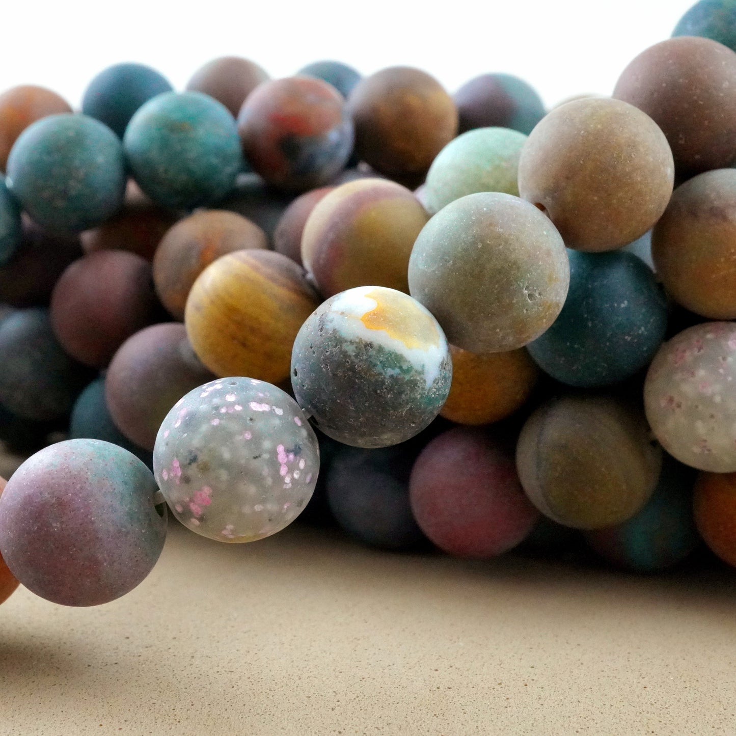Ocean Jasper (Round)(Matte)(6mm)(8mm)(10mm)(16"Strand)