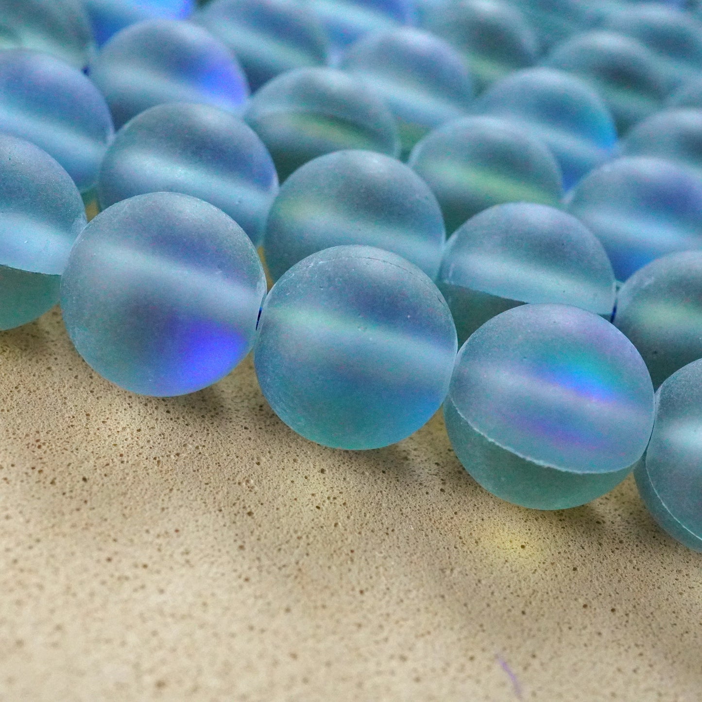 Grey Mystic Aura Quartz (Round)(Matte)(6mm)(8mm)(10mm)(Syn)(16"Strand)