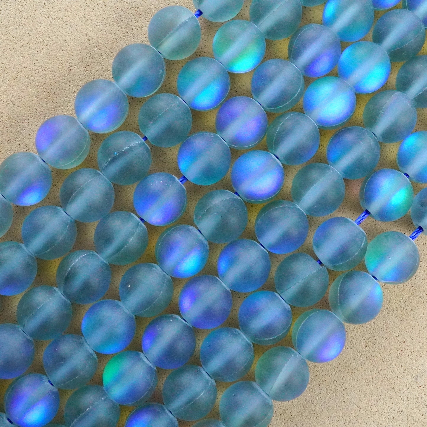 Grey Mystic Aura Quartz (Round)(Matte)(6mm)(8mm)(10mm)(Syn)(16"Strand)