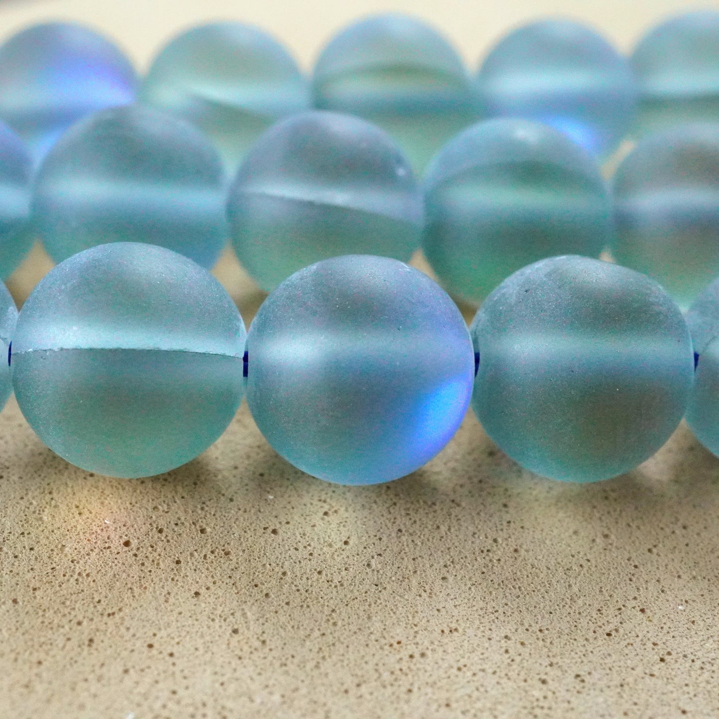 Grey Mystic Aura Quartz (Round)(Matte)(6mm)(8mm)(10mm)(Syn)(16"Strand)