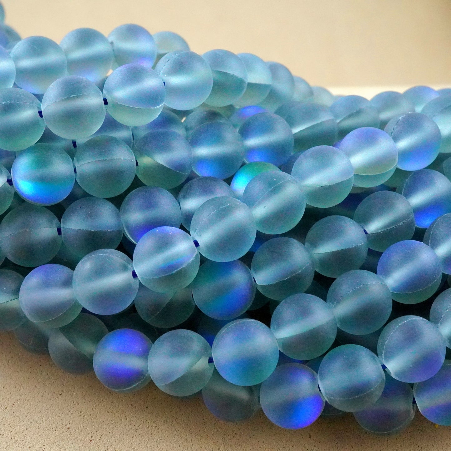 Grey Mystic Aura Quartz (Round)(Matte)(6mm)(8mm)(10mm)(Syn)(16"Strand)