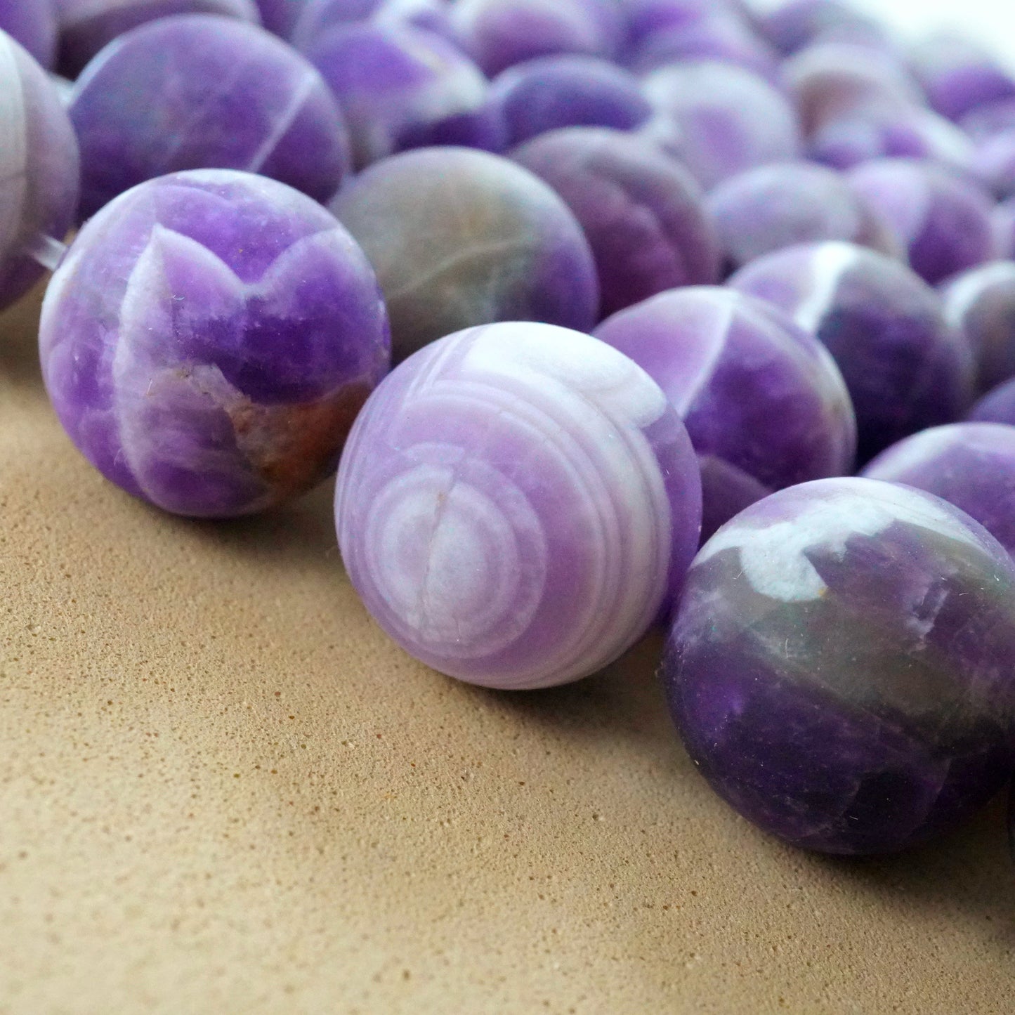 Chevron Amethyst (Round)(Matte)(4mm)(6mm)(8mm)(10mm)(16"Strand)