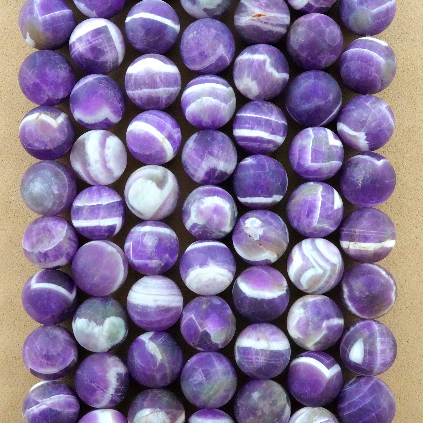 Chevron Amethyst (Round)(Matte)(4mm)(6mm)(8mm)(10mm)(16"Strand)
