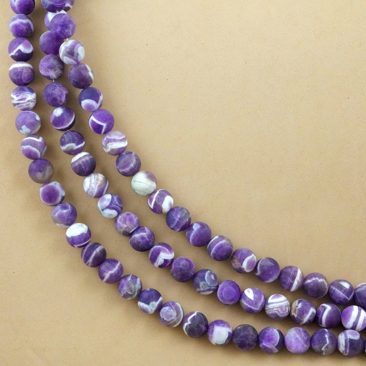 Chevron Amethyst (Round)(Matte)(4mm)(6mm)(8mm)(10mm)(16"Strand)