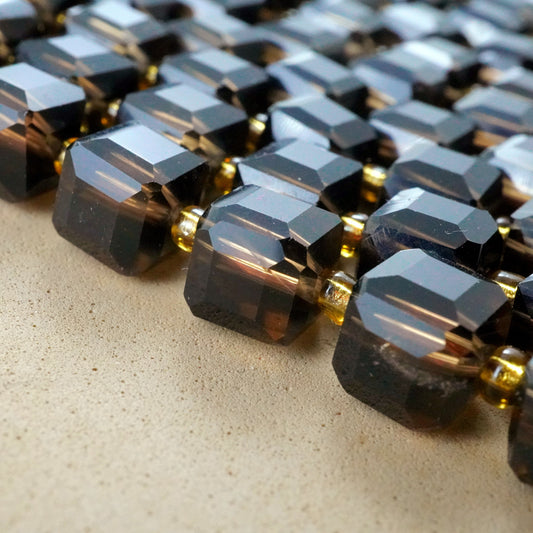Smoky Quartz (Cube)(Faceted)(8mm)(15"Strand)
