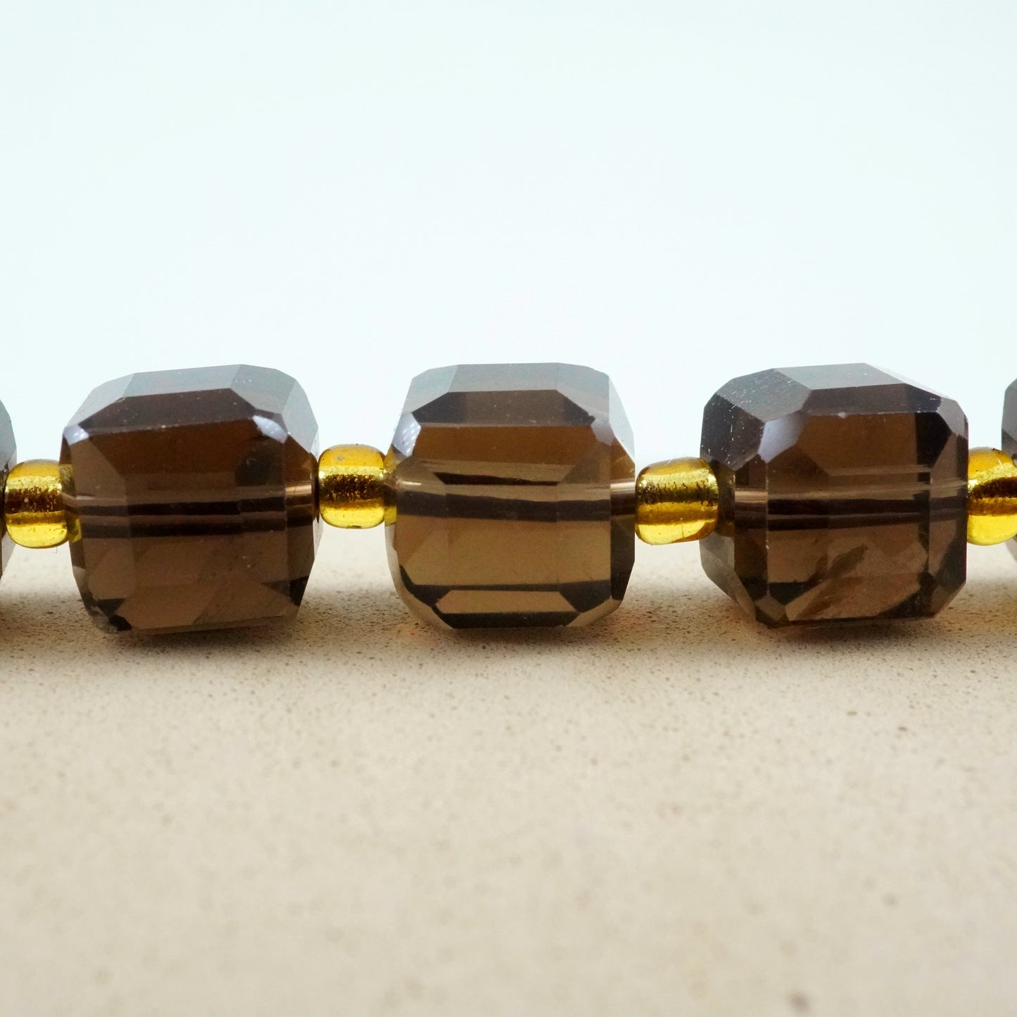 Smoky Quartz (Cube)(Faceted)(8mm)(15"Strand)