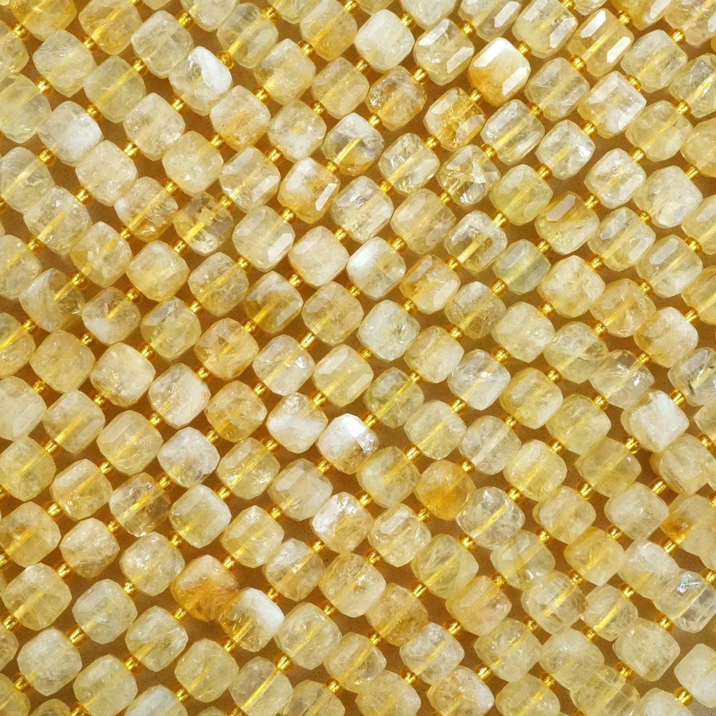 Citrine (Cube)(Faceted)(8mm)(15"Strand)