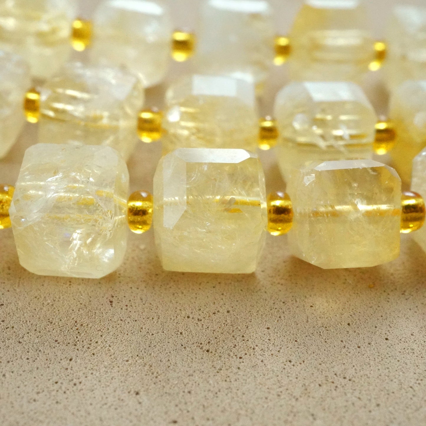 Citrine (Cube)(Faceted)(8mm)(15"Strand)