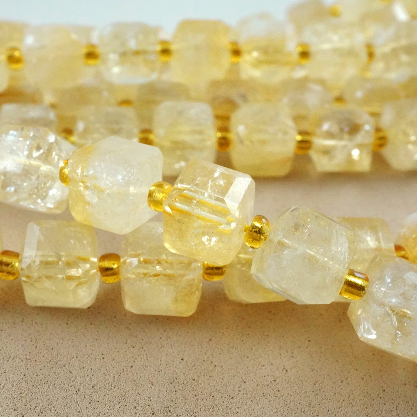 Citrine (Cube)(Faceted)(8mm)(15"Strand)