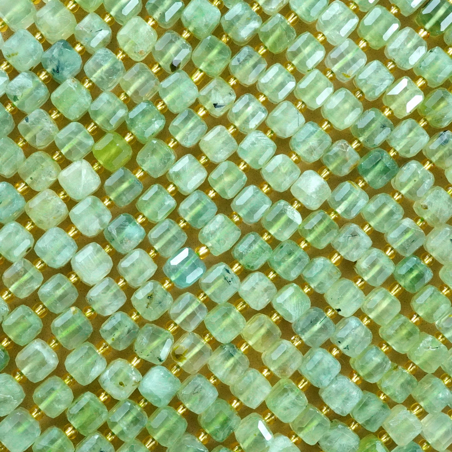 Prehnite (Cube)(Faceted)(8mm)(15"Strand)