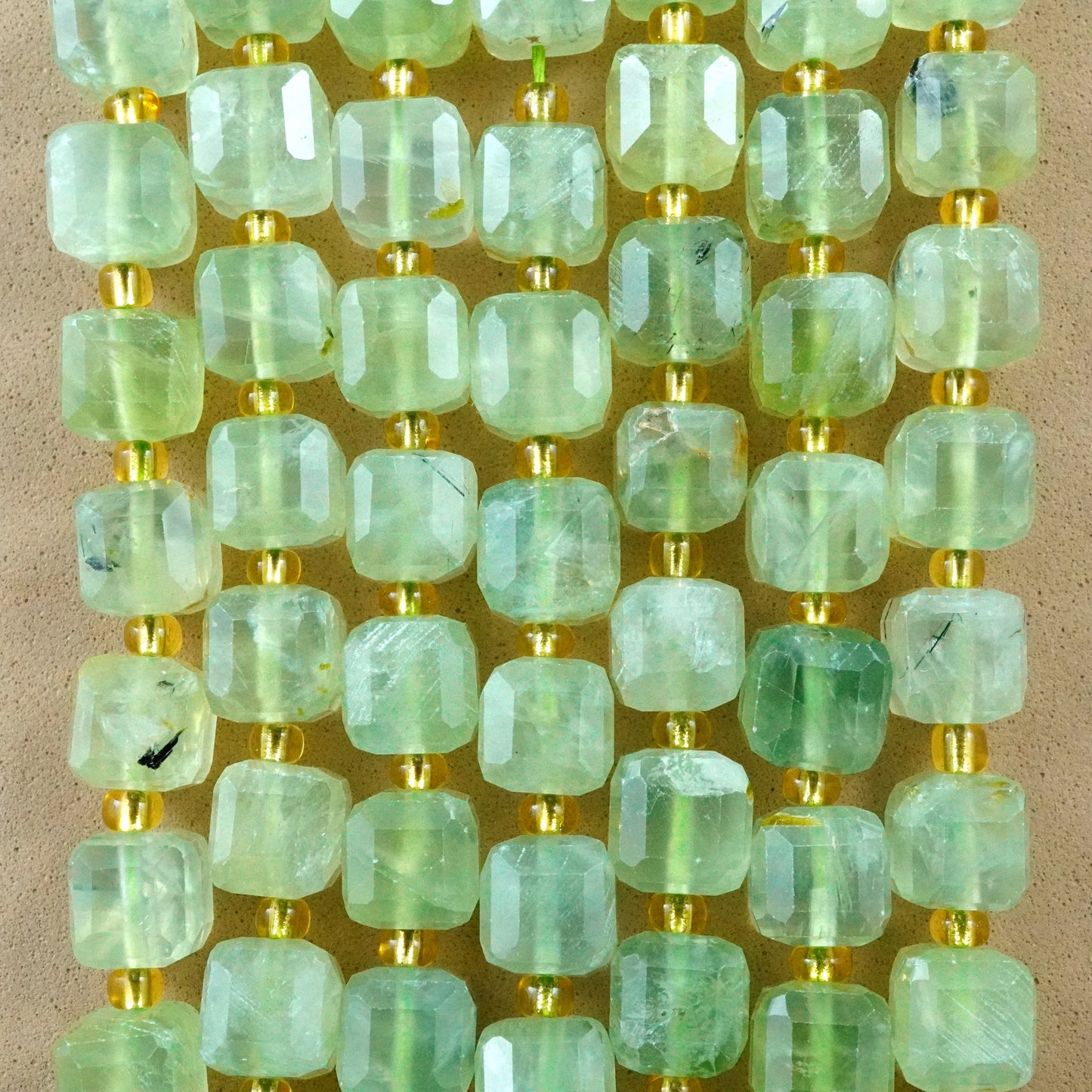 Prehnite (Cube)(Faceted)(8mm)(15"Strand)