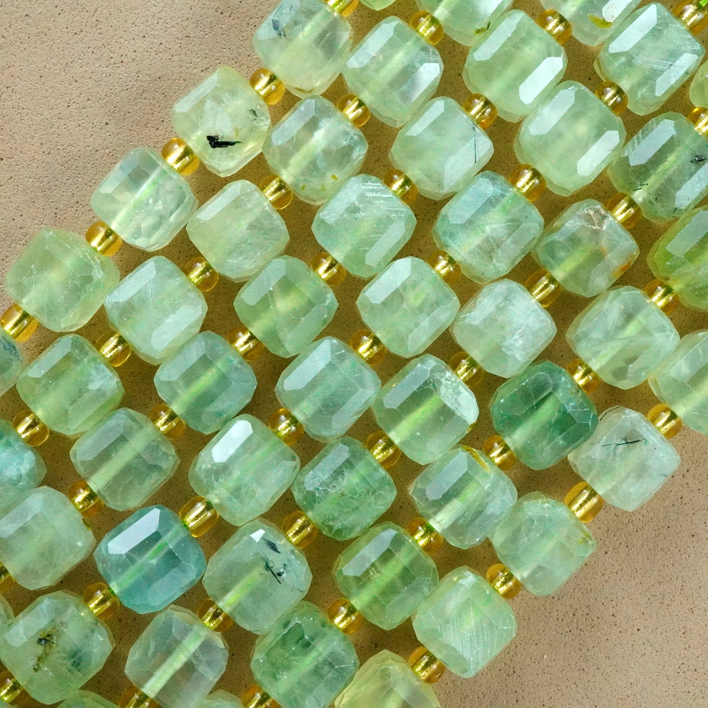 Prehnite (Cube)(Faceted)(8mm)(15"Strand)