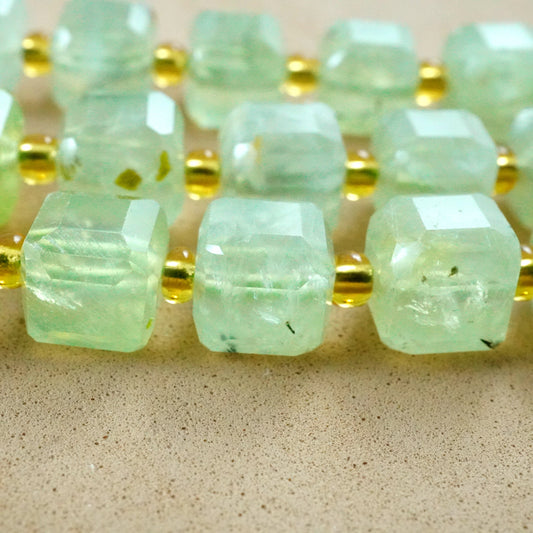 Prehnite (Cube)(Faceted)(8mm)(15"Strand)