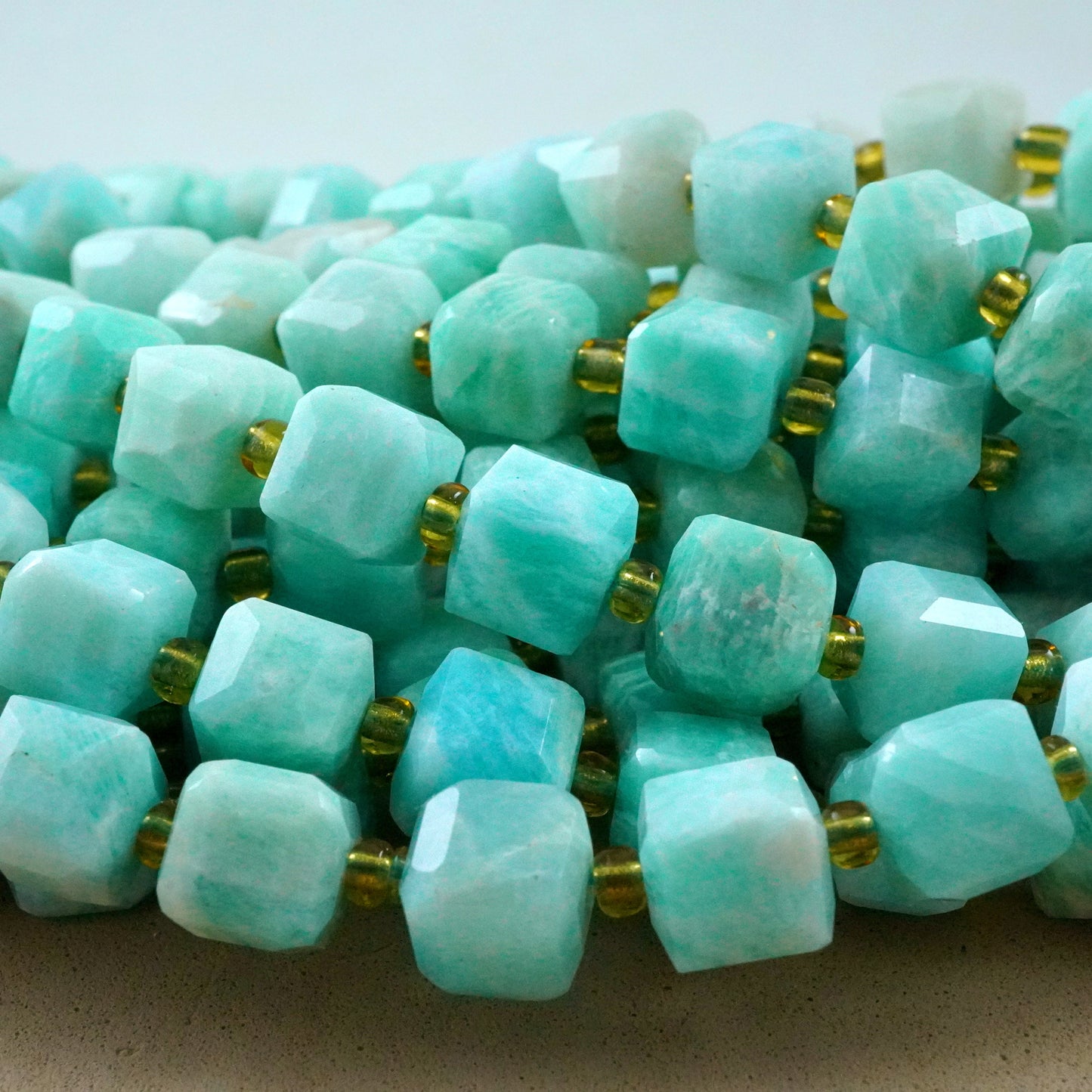 Amazonite (Cube)(Faceted)(8mm)(15"Strand)