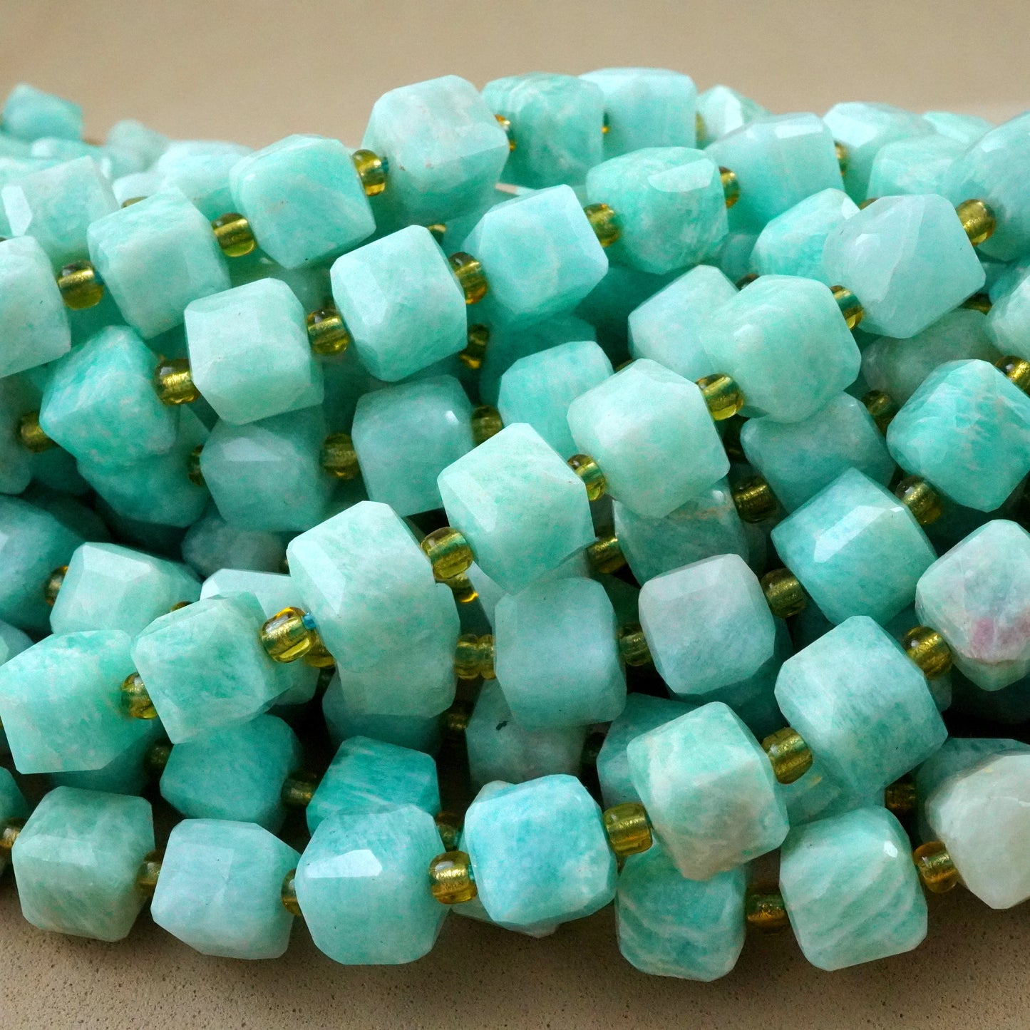 Amazonite (Cube)(Faceted)(8mm)(15"Strand)