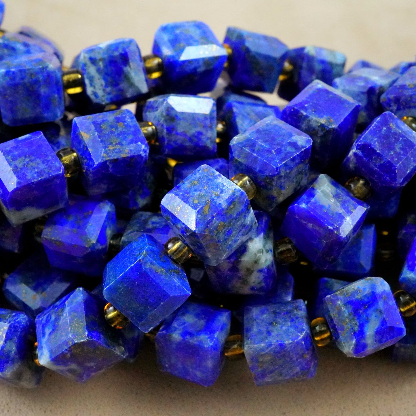 Lapis Lazuli (Cube)(Faceted)(8mm)(15"Strand)