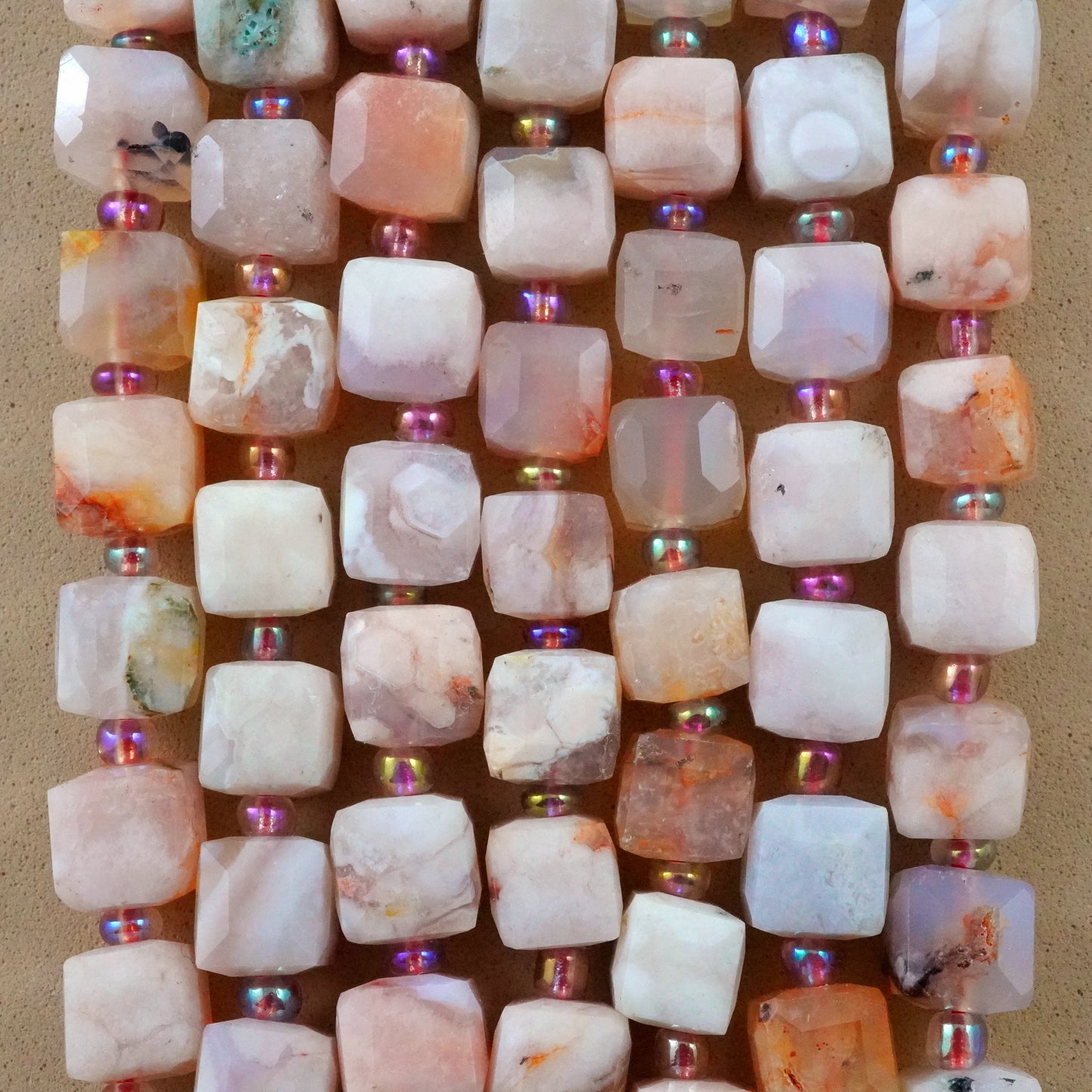 Sakura Agate (Cube)(Faceted)(8mm)(15"Strand)