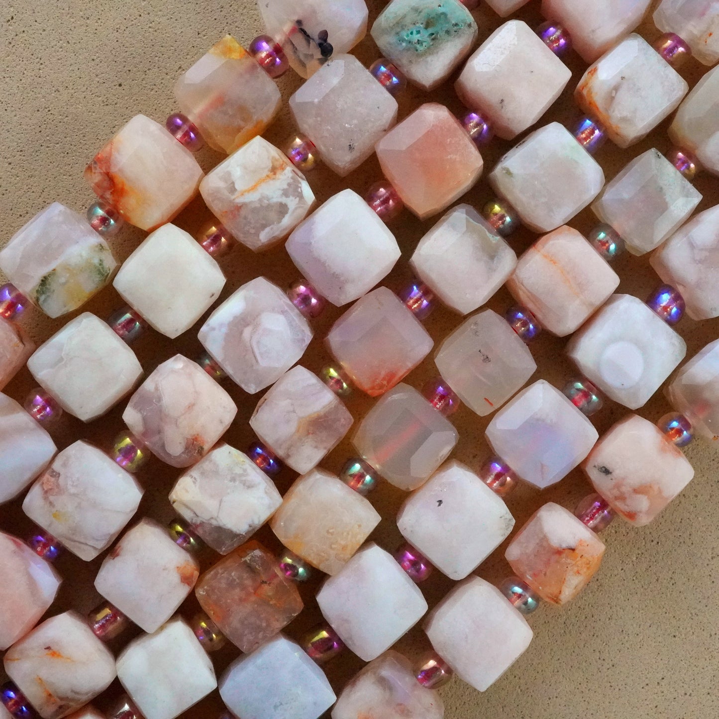 Sakura Agate (Cube)(Faceted)(8mm)(15"Strand)