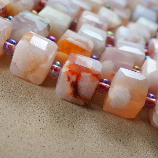 Sakura Agate (Cube)(Faceted)(8mm)(15"Strand)