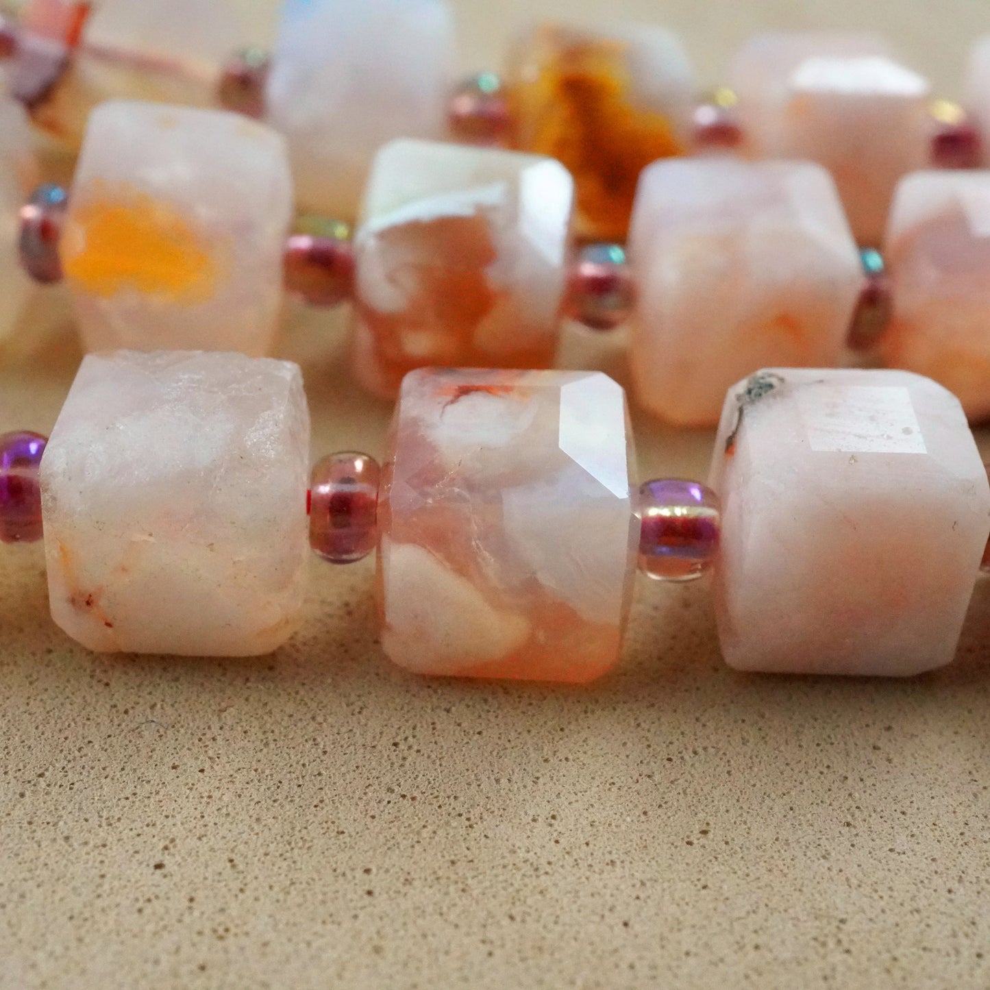 Sakura Agate (Cube)(Faceted)(8mm)(15"Strand)