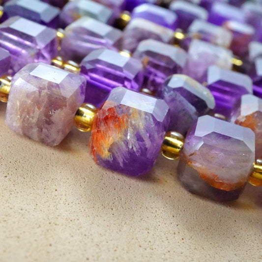 Super 7 (Cube)(Faceted)(8mm)(15"Strand)