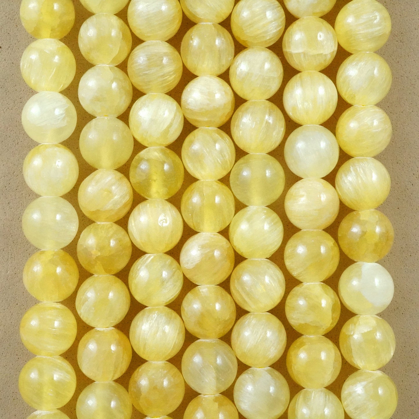 Golden Selenite (Round)(Smooth)(6mm)(8mm)(10mm)(16"Strand)