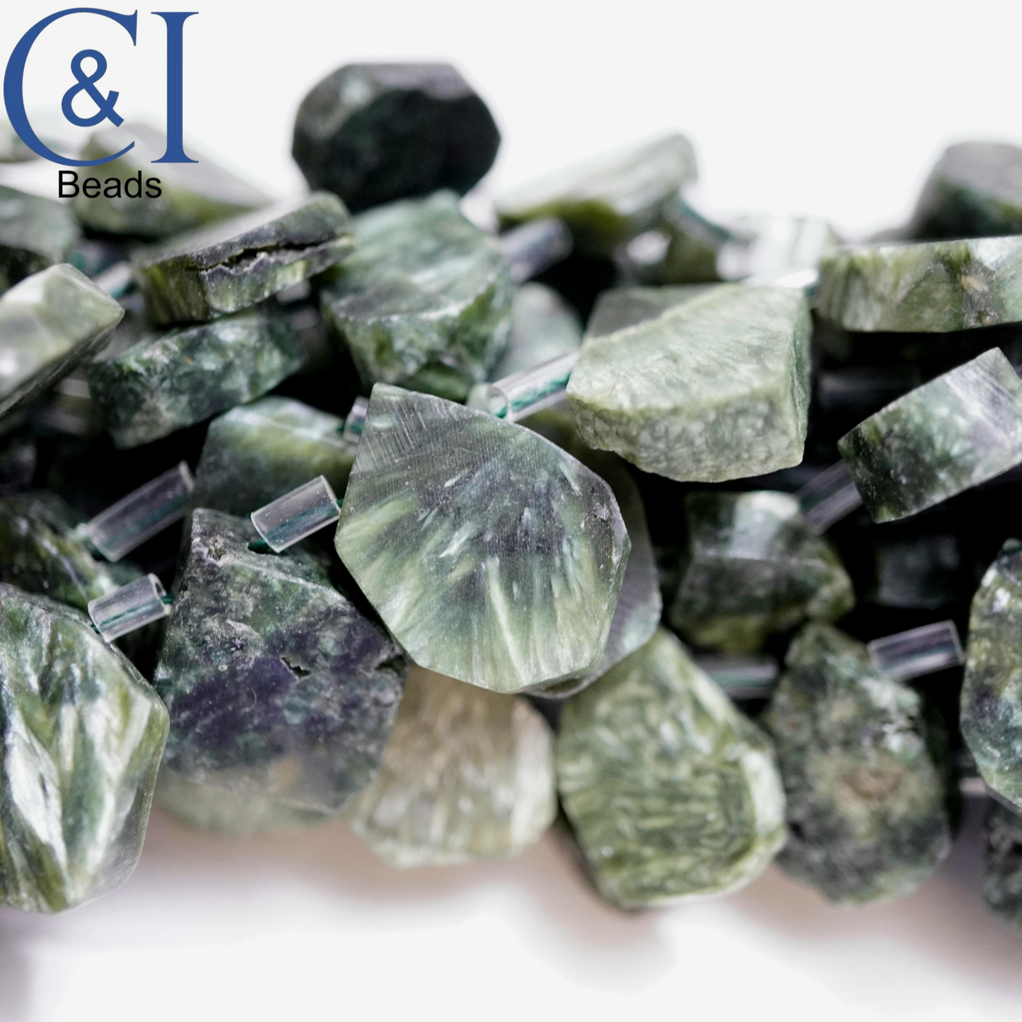 Seraphinite (Teardrop)(Raw)(14mm)(16"Strand)