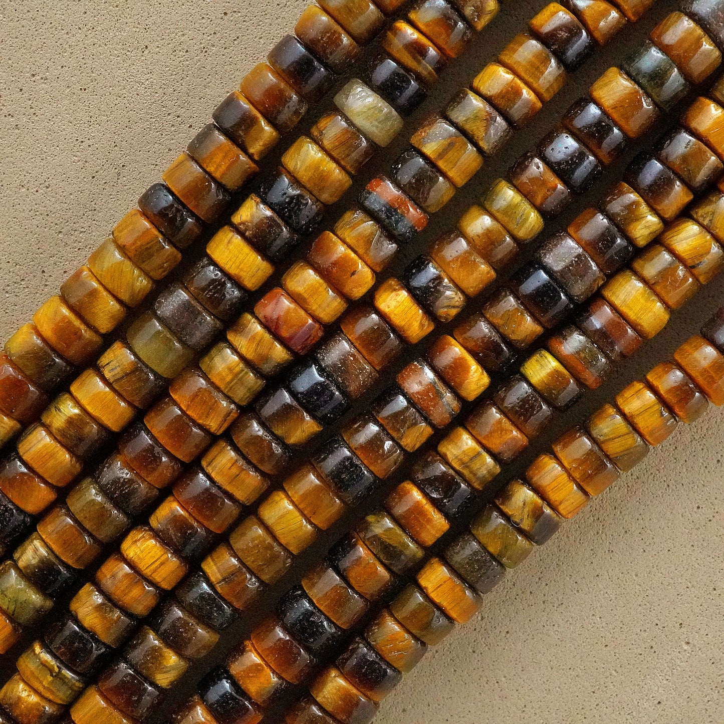 Tiger Eye (Heishe)(Smooth)(4mm)(15"Strand)