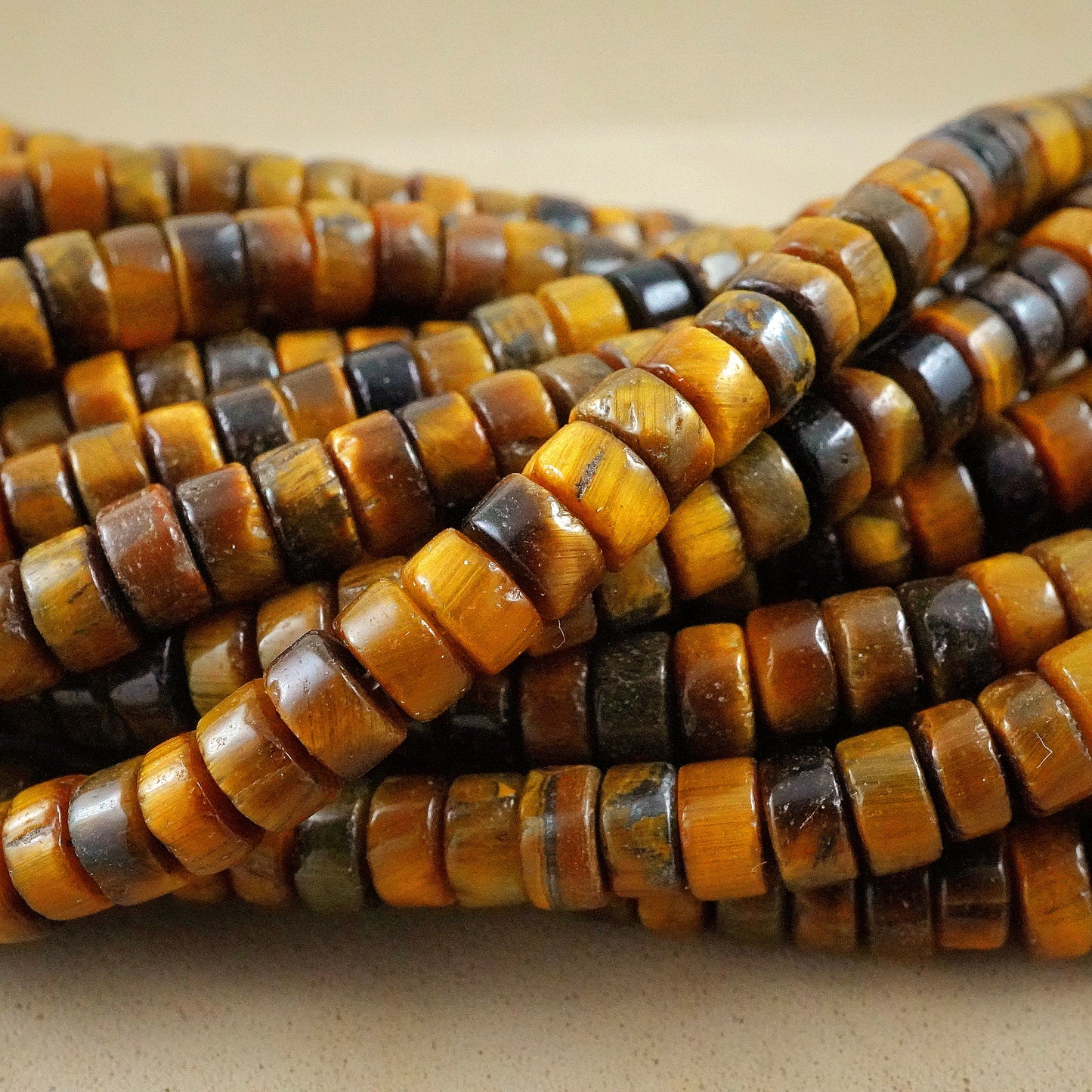 Tiger Eye (Heishe)(Smooth)(4mm)(15"Strand)